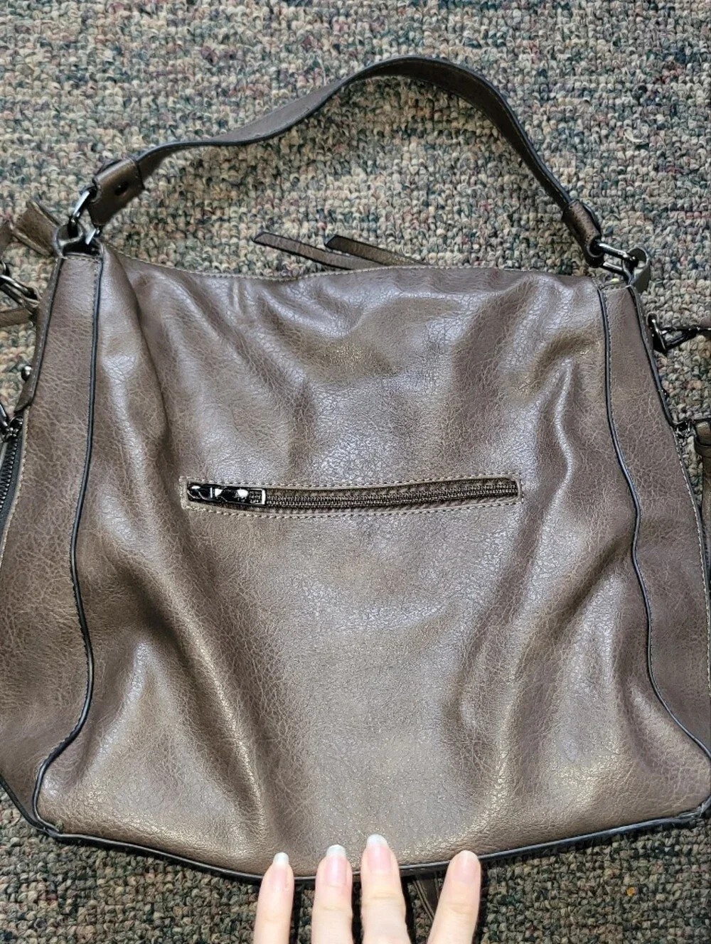 Brown Leather-Style Hobo Shoulder Bag - Casual Everyday